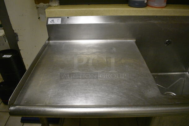 Stainless Steel Commercial 2 Bay Sink w/ Left Side Dual Drain Board, Faucet, Handles. BUYER MUST REMOVE. 79x30x42.5. Bays 23x24x14. Drain Board 28x26x1. (dishwasher area) - Image 2 of 5