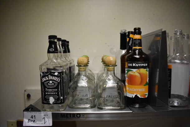 2 Metro Metal Wall Mount Shelves w/ Contents Including Bottles and Bar Topping Inserts. BUYER MUST REMOVE. 42x14x7.5. 2 Times Your Bid! (dishwasher area) - Image 2 of 9