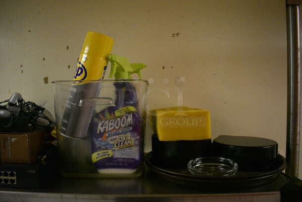 2 Metro Metal Wall Mount Shelves w/ Contents Including Bottles and Bar Topping Inserts. BUYER MUST REMOVE. 42x14x7.5. 2 Times Your Bid! (dishwasher area) - Image 6 of 9