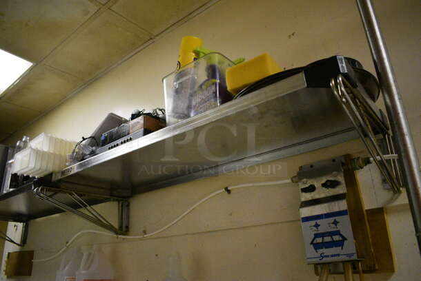 2 Metro Metal Wall Mount Shelves w/ Contents Including Bottles and Bar Topping Inserts. BUYER MUST REMOVE. 42x14x7.5. 2 Times Your Bid! (dishwasher area) - Image 8 of 9