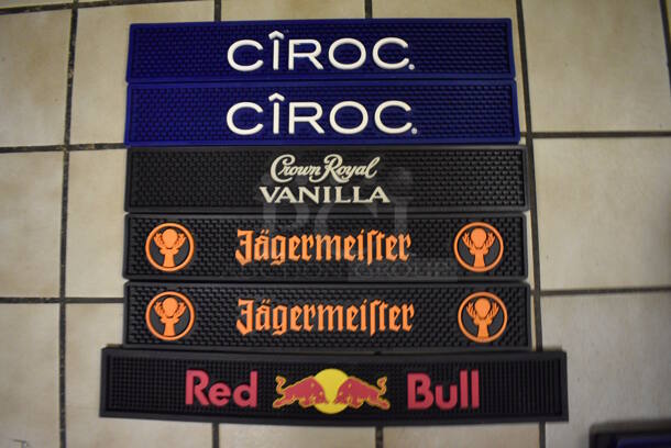 10 Various Bar Mats; Red Bull, 2 Jagermeister, Crown Royal, 4 Ciroc, Barcardi and KetelOne Vodka. Includes 16x16x0.5, 20.5x3x0.5. 10 Times Your Bid! (dishwasher area) - Image 2 of 7