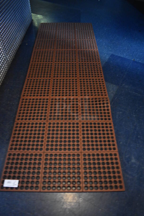 3 Pieces of Orange Anti Fatigue Floor Mats. 36x36. 3 Times Your Bid! (upstairs)