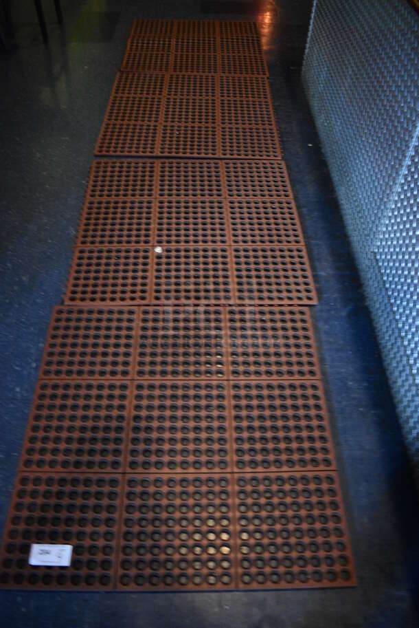 4 Pieces of Orange Anti Fatigue Floor Mats. 36x36. 4 Times Your Bid! (upstairs)