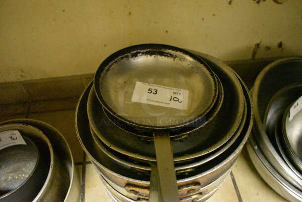 10 Various Metal Items; 4 Skillets and  6 Shallow Sauce Pans. Includes 22x12x2.5. 10 Times Your Bid! (dishwasher area) - Image 2 of 3
