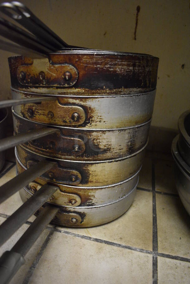 10 Various Metal Items; 4 Skillets and  6 Shallow Sauce Pans. Includes 22x12x2.5. 10 Times Your Bid! (dishwasher area) - Image 3 of 3