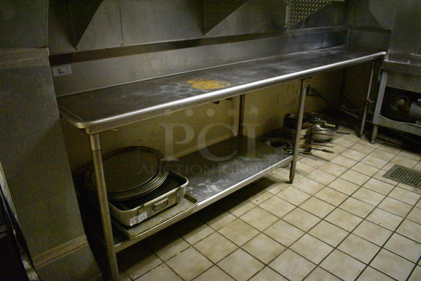 Stainless Steel Commercial Left Side Clean Side Dishwasher Table w/ Under Shelf. Goes GREAT w/ Lots 56 and 57! BUYER MUST REMOVE. 145x31x45. (dishwasher area)