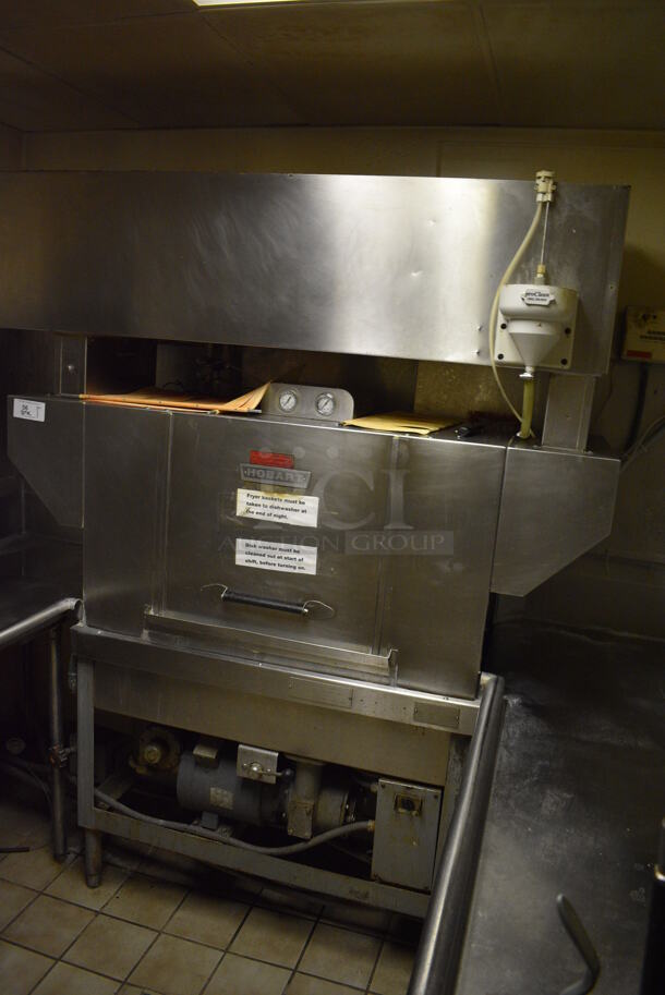 Hobart Stainless Steel Commercial Conveyor Dishwasher w/ Hood. Includes 208/240 Volts. Goes GREAT w/ Lots 55 and 57! BUYER MUST REMOVE. 64x30x84. (dishwasher area) - Image 2 of 12
