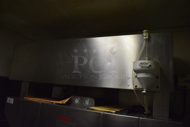 Hobart Stainless Steel Commercial Conveyor Dishwasher w/ Hood. Includes 208/240 Volts. Goes GREAT w/ Lots 55 and 57! BUYER MUST REMOVE. 64x30x84. (dishwasher area) - Image 7 of 12