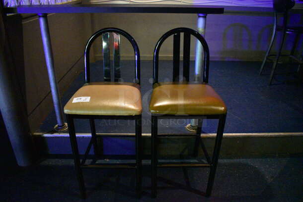 2 Black Metal Bar Height Chair w/ Cushion. 18x18x44. 2 Times Your Bid! (upstairs) - Image 1 of 3