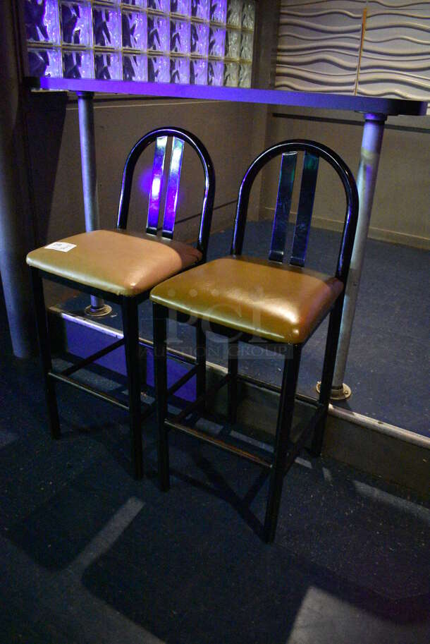 2 Black Metal Bar Height Chair w/ Cushion. 18x18x44. 2 Times Your Bid! (upstairs) - Image 2 of 3