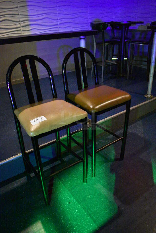 2 Black Metal Bar Height Chair w/ Cushion. 18x18x44. 2 Times Your Bid! (upstairs) - Image 3 of 3
