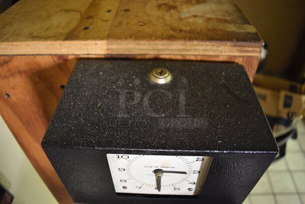 Lathem Metal Commercial Time Clock and 2 Metal Time Card Holders. BUYER MUST REMOVE. 7.5x5.5x10, 4.5x1x37. (dishwasher area) - Image 7 of 7