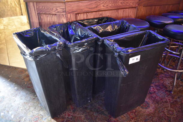 5 Black Poly Slim Jim Trash Cans. 11x20x30. 5 Times Your Bid! (bar) - Image 1 of 3