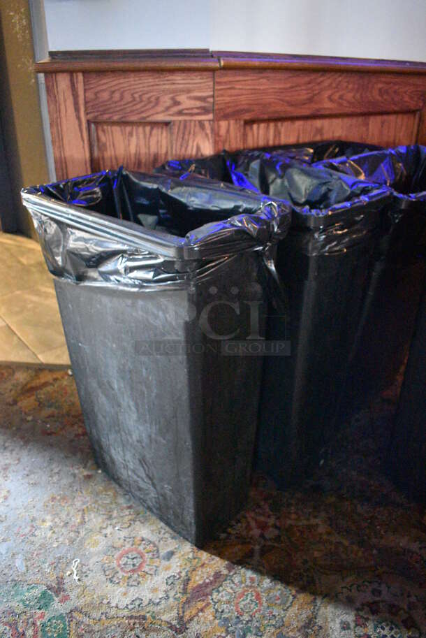 5 Black Poly Slim Jim Trash Cans. 11x20x30. 5 Times Your Bid! (bar) - Image 3 of 3