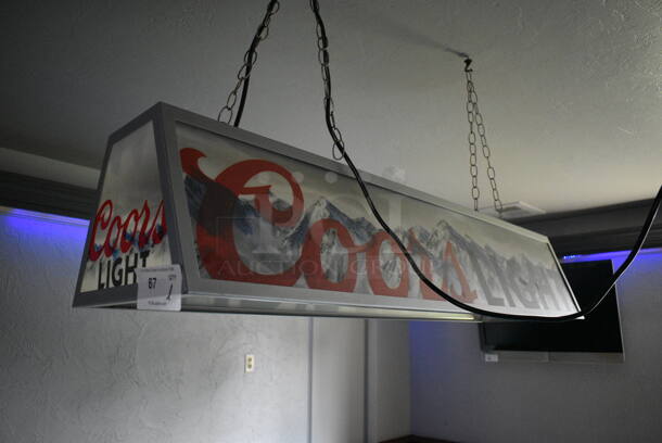 Coors Light Metal Light Fixture. Item Was in Working Condition on Last Day of Business. BUYER MUST REMOVE. 48x15x11. (bar) - Image 1 of 7