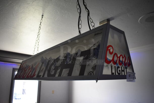 Coors Light Metal Light Fixture. Item Was in Working Condition on Last Day of Business. BUYER MUST REMOVE. 48x15x11. (bar) - Image 2 of 7