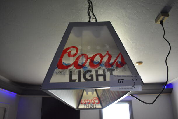 Coors Light Metal Light Fixture. Item Was in Working Condition on Last Day of Business. BUYER MUST REMOVE. 48x15x11. (bar) - Image 3 of 7