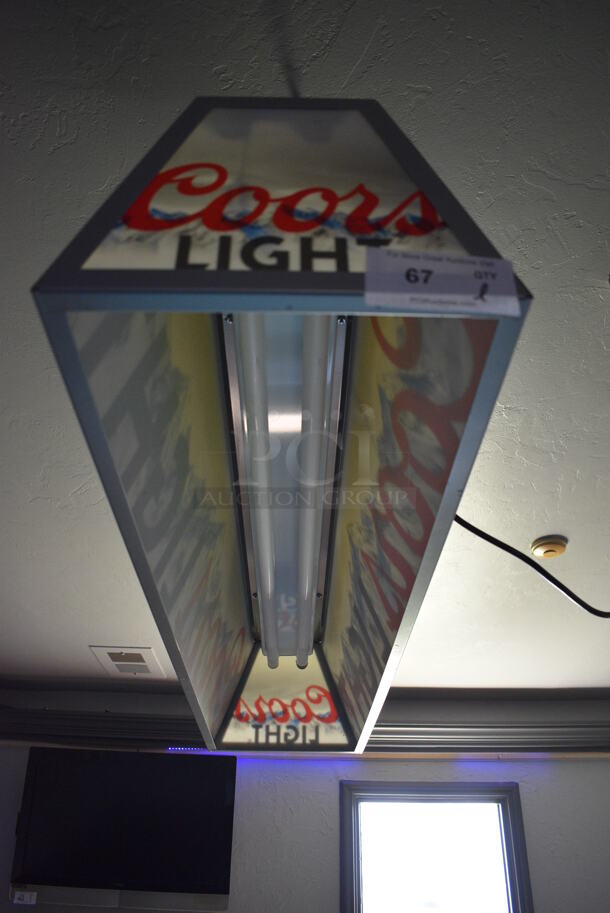 Coors Light Metal Light Fixture. Item Was in Working Condition on Last Day of Business. BUYER MUST REMOVE. 48x15x11. (bar) - Image 4 of 7