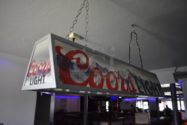 Coors Light Metal Light Fixture. Item Was in Working Condition on Last Day of Business. BUYER MUST REMOVE. 48x15x11. (bar) - Image 6 of 7