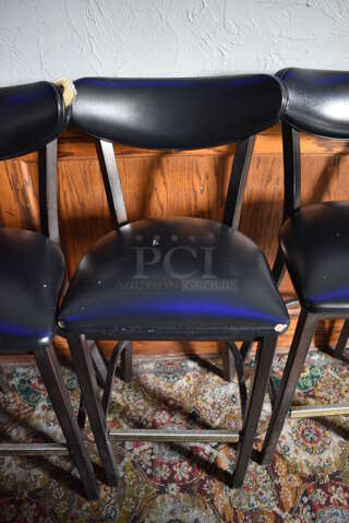 4 Black Bar Height Chairs w/ Black Cushions. 18x16x42. 4 Times Your Bid! (bar)
