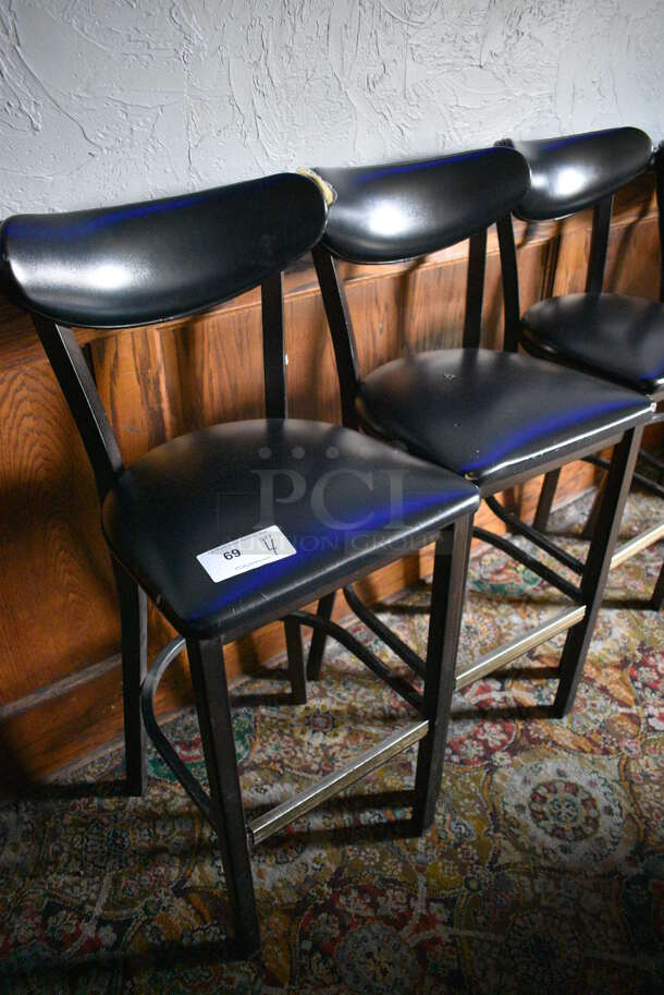 4 Black Bar Height Chairs w/ Black Cushions. 18x16x42. 4 Times Your Bid! (bar) - Image 3 of 5