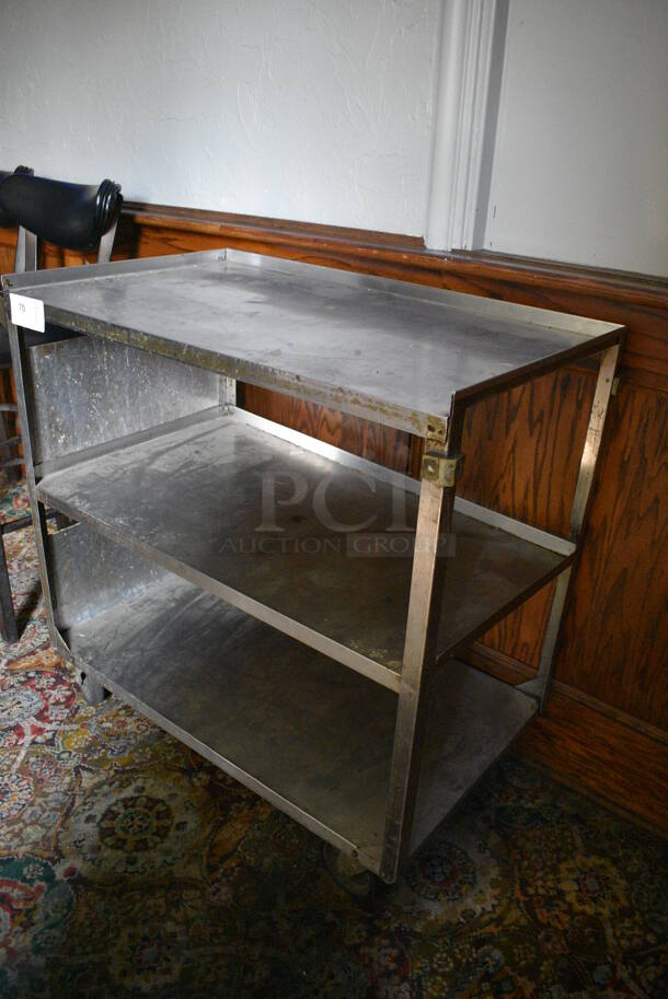 Metal 3 Tier Cart w/ Handle on Commercial Casters. 39x21x37. (bar) - Image 2 of 5