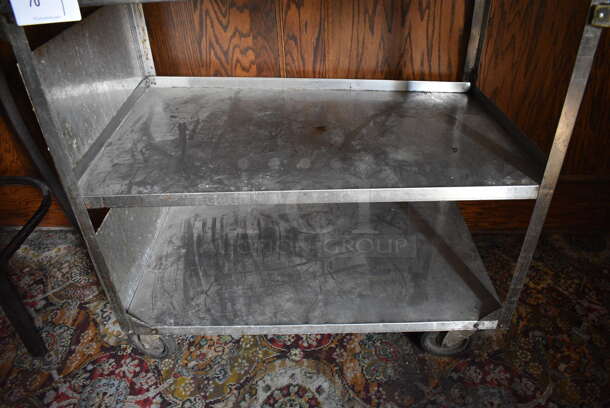 Metal 3 Tier Cart w/ Handle on Commercial Casters. 39x21x37. (bar) - Image 3 of 5