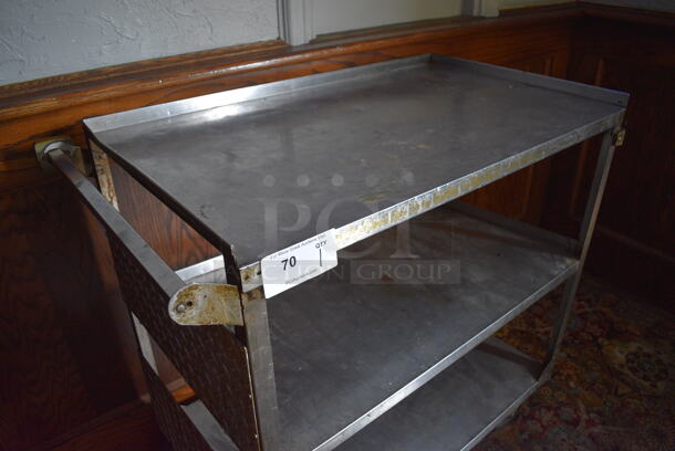 Metal 3 Tier Cart w/ Handle on Commercial Casters. 39x21x37. (bar) - Image 5 of 5
