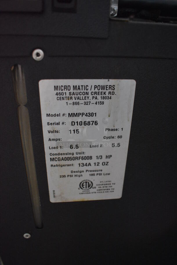 Micro Matic Model MMPP4301 Metal Commercial Glycol Chiller. Item Was in Working Condition on Last Day of Business. BUYER MUST REMOVE. 115 Volts, 1 Phase. 18x27x25. (bar) - Image 3 of 7