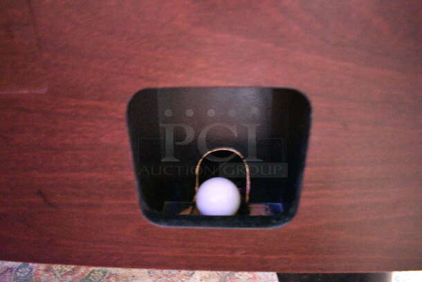 Great American Eagle Coin Operated Pool Table w/ Balls, Ball Rack, 4 Pool Cues, Cue Rack and Brush. BUYER MUST REMOVE. 92x52x33. (bar) - Image 8 of 12