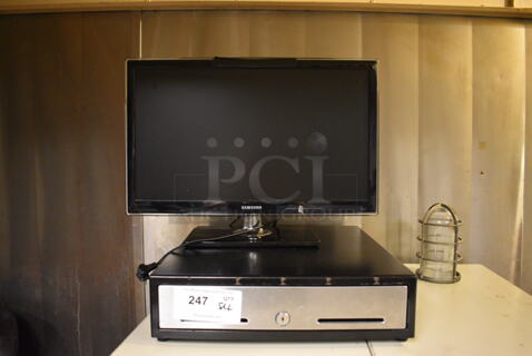 Samsung Model UN22D5000NF 21" Monitor and Metal Cash Drawer. (office)