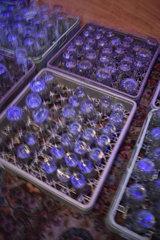 ALL ONE MONEY! Lot of Approximately 55 Various Glasses In 2 Dish Caddies Including Rocks and Shot. Includes 3x3x3. (bar) - Image 4 of 4