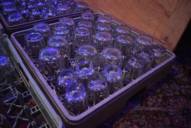ALL ONE MONEY! Lot of Approximately 52 Various Glasses In 2 Dish Caddies Including Rocks and Beverage. Includes 3x3x5. (bar) - Image 5 of 6
