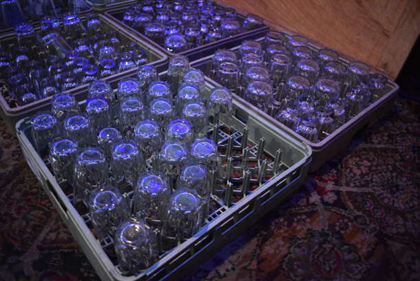 ALL ONE MONEY! Lot of Approximately 52 Various Glasses In 2 Dish Caddies Including Rocks and Beverage. Includes 3x3x5. (bar) - Image 6 of 6