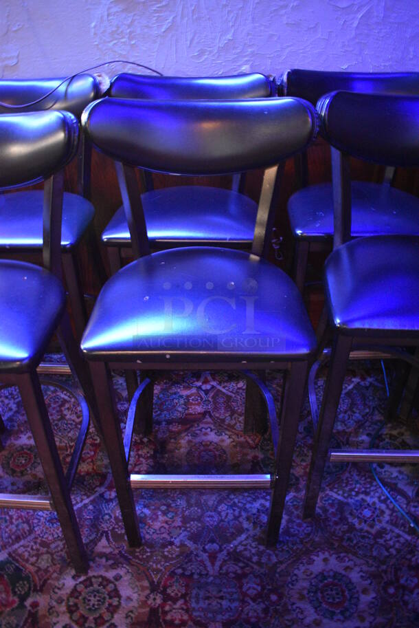 10 Black Bar Height Chairs w/ Black Cushions. Item Was in Working Condition on Last Day of Business. 18x16x42. 10 Times Your Bid! (bar) - Image 1 of 3