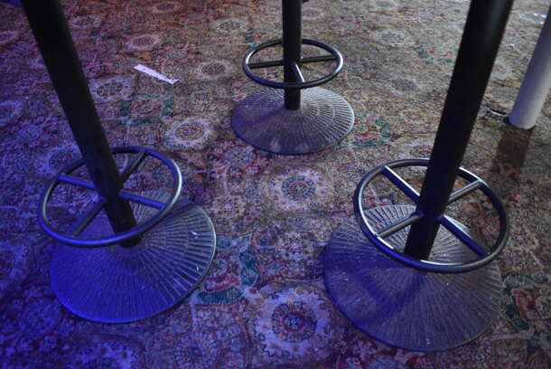 3 Round Wood Pattern Bar Height Tables on Metal Table Base. 36x36x42. 3 Times Your Bid! (bar) - Image 6 of 6