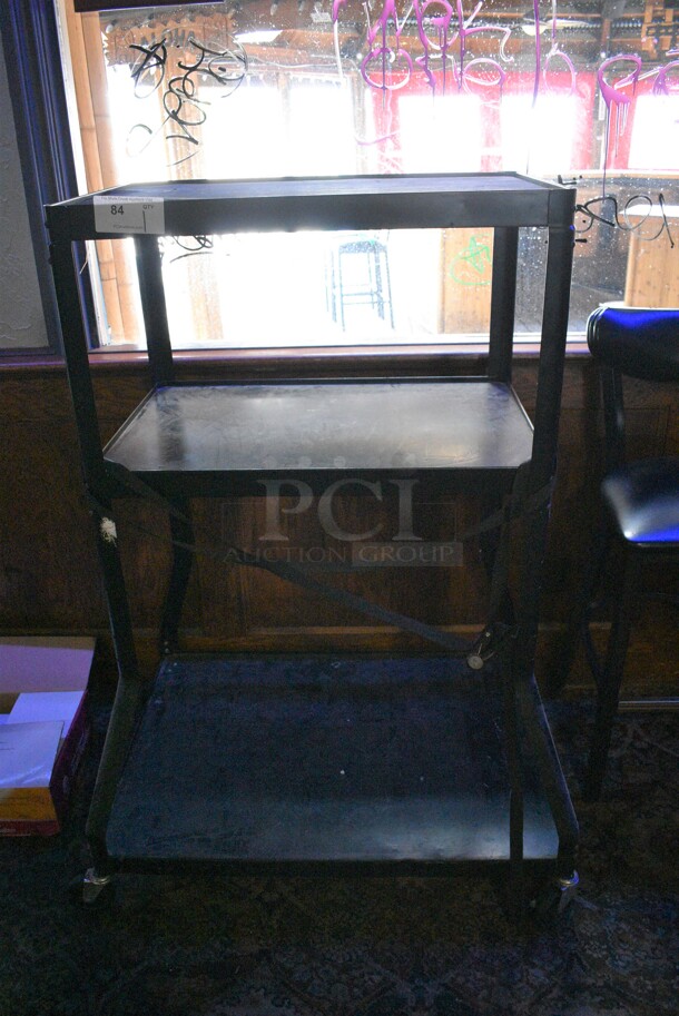 Black 3 Tier Cart on Commercial Casters. 40x30x55. (bar)
