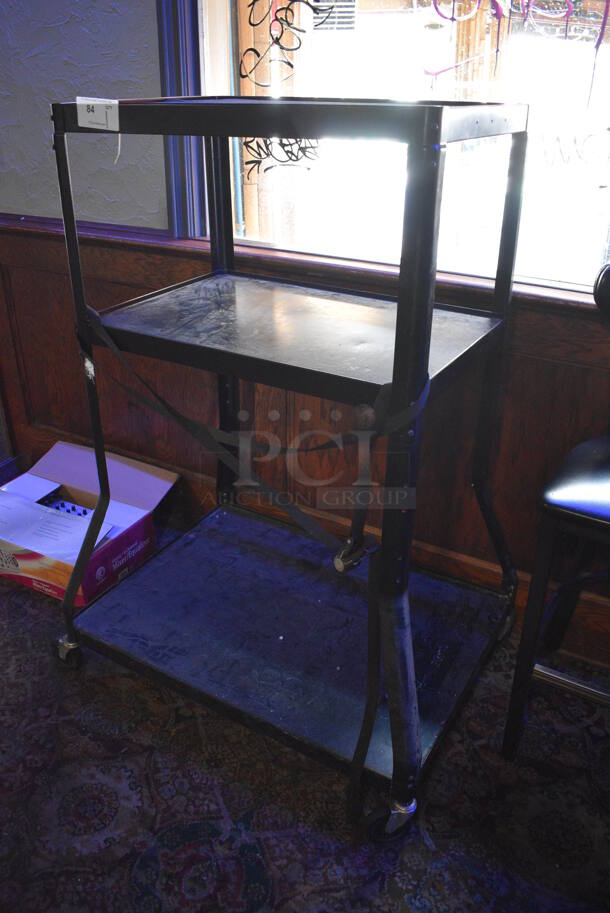 Black 3 Tier Cart on Commercial Casters. 40x30x55. (bar) - Image 2 of 4