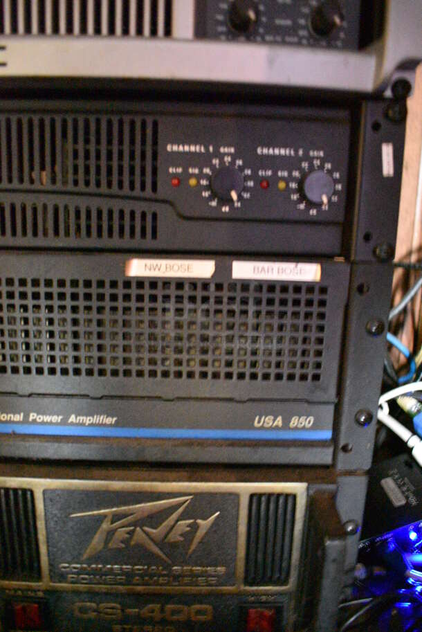 7 Various Rack Units; Peavey CS-400 Amplifier, QSC USA 850 Amplifier, QSC RMX2450 Amplifier, PLX2502 Amplifier, Soundweb BLU-100 Processor, Middle Atlantic PD-915R Power Center. 19x16x26. 7 Times Your Bid! (bar) - Image 6 of 10