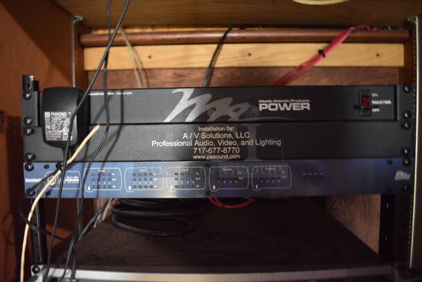 7 Various Rack Units; Peavey CS-400 Amplifier, QSC USA 850 Amplifier, QSC RMX2450 Amplifier, PLX2502 Amplifier, Soundweb BLU-100 Processor, Middle Atlantic PD-915R Power Center. 19x16x26. 7 Times Your Bid! (bar) - Image 9 of 10