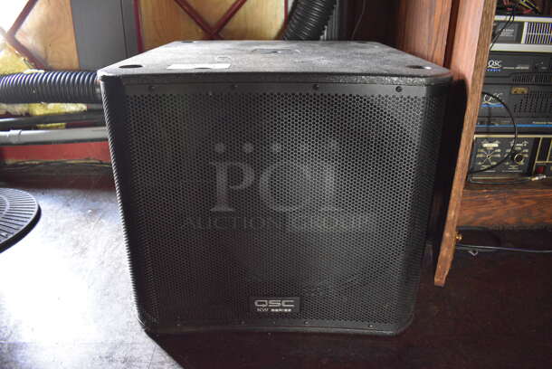 QSC KW Series Speaker on Commercial Casters. 24x28x20.5. (bar) - Image 1 of 6