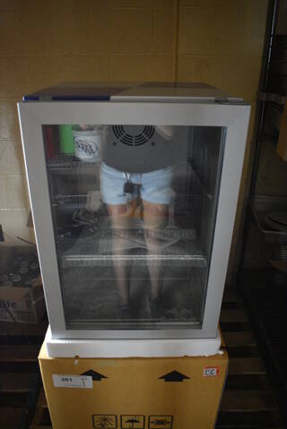 BRAND NEW IN BOX! Red Bull Model Medium Metal Commercial Countertop Mini Cooler Merchandiser. 110-120 Volts, 1 Phase. 16x16x24. (basement)