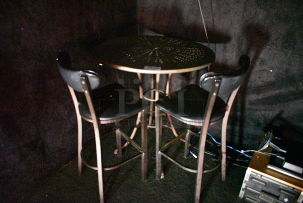 Metal Bar Height Table w/ 2 Bar Height Chairs. 36x36x40, 18x16x42. (bar) - Image 2 of 6