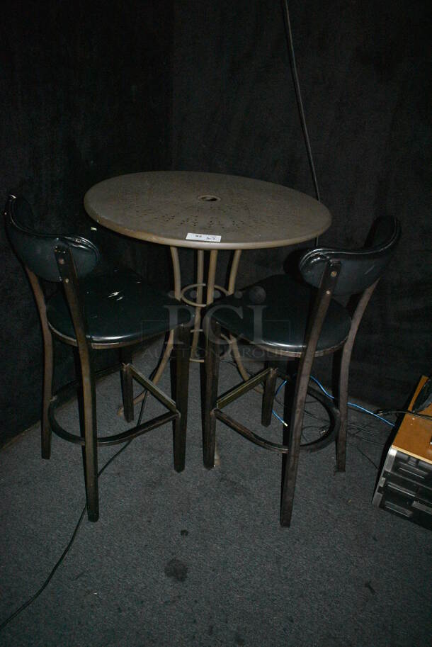 Metal Bar Height Table w/ 2 Bar Height Chairs. 36x36x40, 18x16x42. (bar) - Image 3 of 6