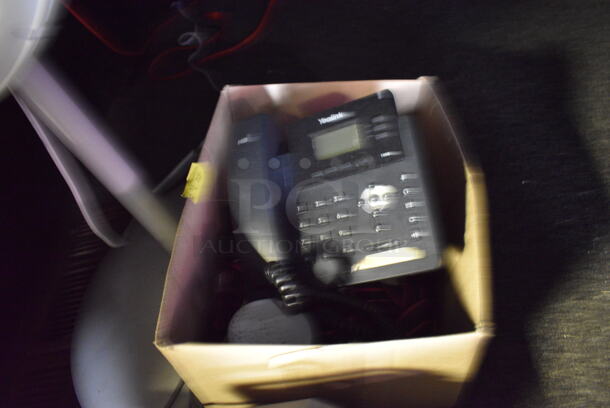 ALL ONE MONEY! Lot of Poly Fan, 2 Lights, Yealink Corded Telephone. (bar) - Image 5 of 8