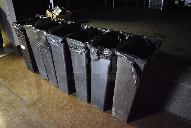 7 Poly Slim Jim Trash Cans. 11x20x30. 7 Times Your Bid! (bar) - Image 2 of 4