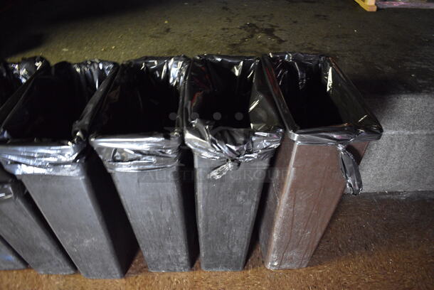 7 Poly Slim Jim Trash Cans. 11x20x30. 7 Times Your Bid! (bar) - Image 3 of 4