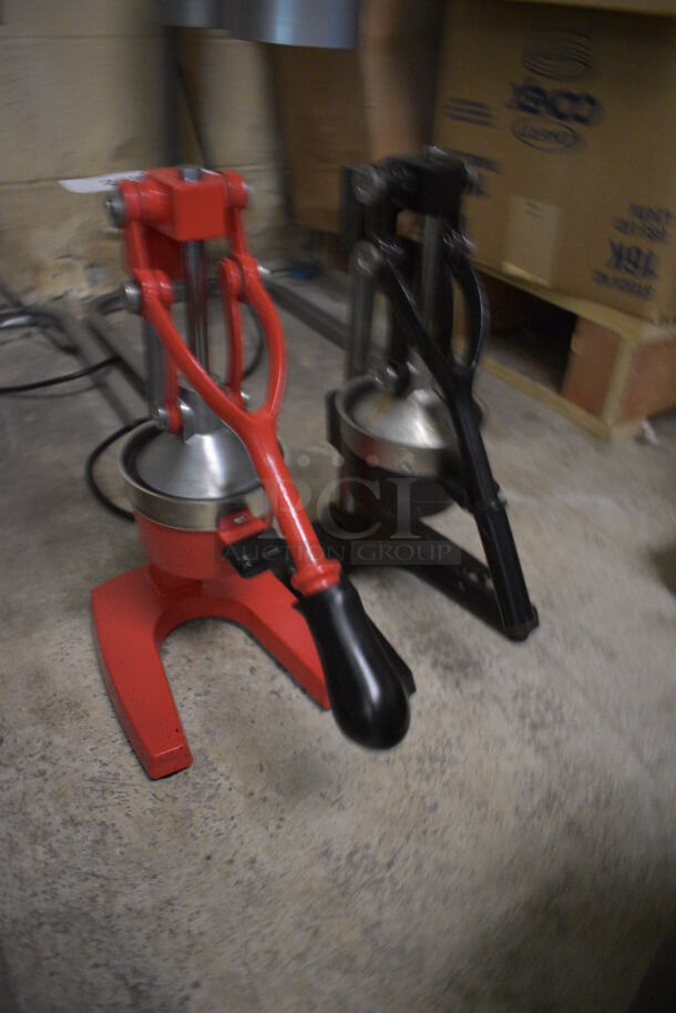 2 Metal Countertop Manual Juicers; Red and Black. 7x11x16. 2 Times Your Bid! (basement) - Image 3 of 4