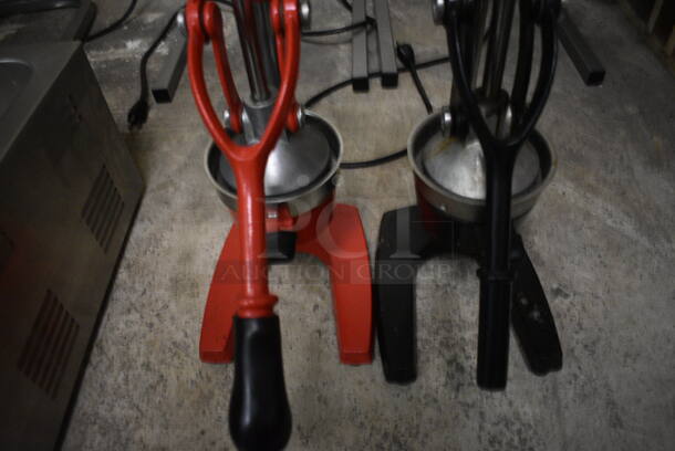 2 Metal Countertop Manual Juicers; Red and Black. 7x11x16. 2 Times Your Bid! (basement) - Image 4 of 4