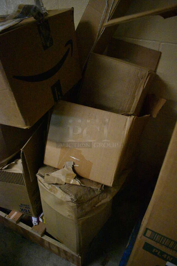 PALLET LOT of Various Items Including Paper Products, Straws and Poly Pitchers. BUYER MUST REMOVE. (basement) - Image 2 of 4